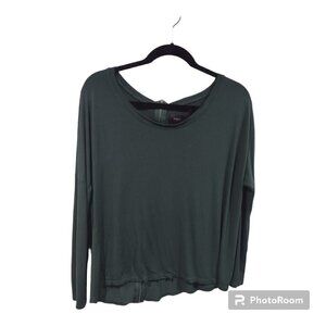 Zara Emerald Green Long Sleeve T-shirt Size Medium Zipper Back